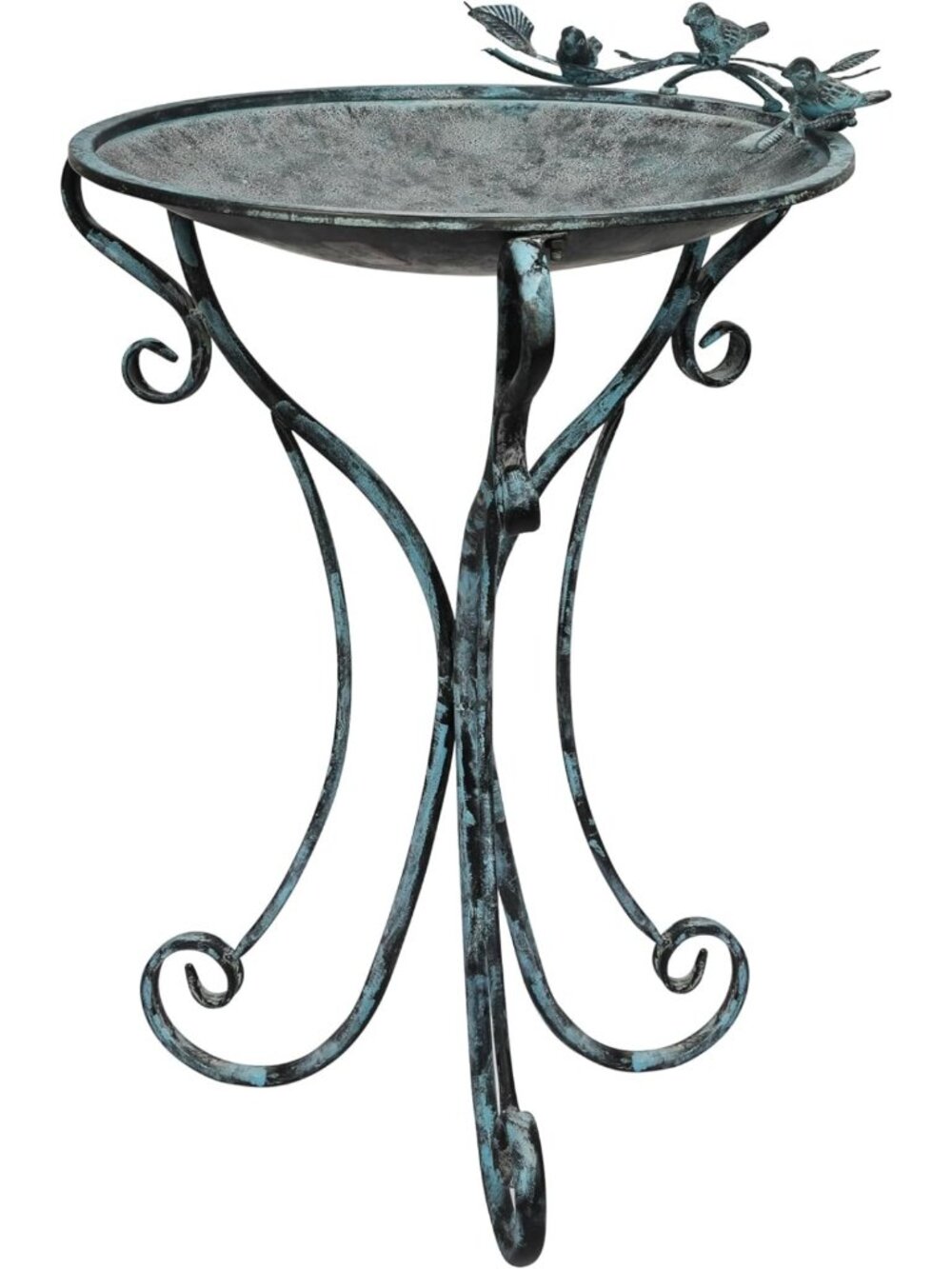 "16.7” Metal Bird Bath with Perch - Rust-Resistant Outdoor Garden Decor,